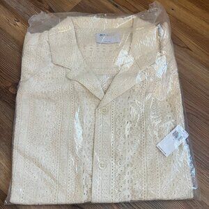 Short-Sleeve Camp Shirt Open Knit